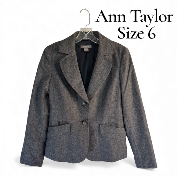 Ann Taylor Jackets & Blazers - Ann Taylor Classic Career Wear Wool Tailored Lined Blazer Jacket Size 6 Gray